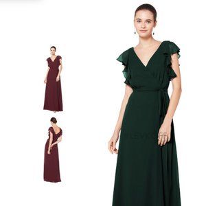 #LEVKOFF Bridesmaids Wrap Dress in Evergreen